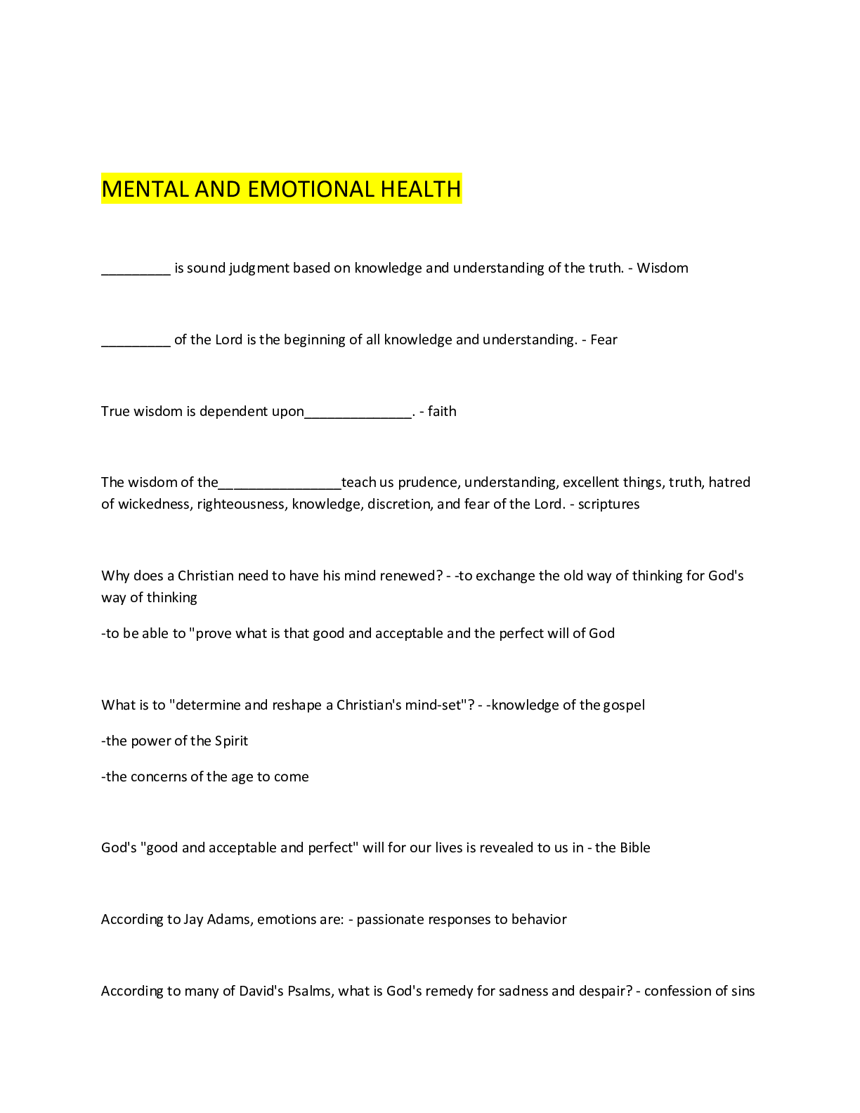 Preview image for MENTAL AND EMOTIONAL HEALTH